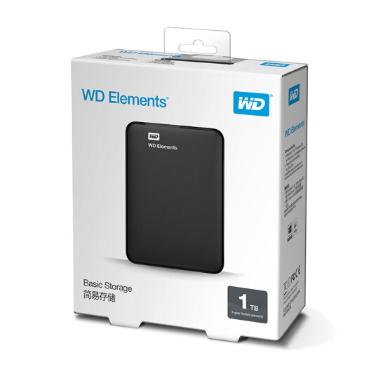 西部数据（WD） Elements 新元素系列 2.5英寸 USB3.0 移动硬盘 1TB（WDBUZG0010BBK）