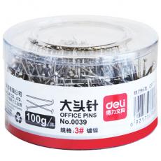 得力（deli）0039 大头针 3# 直别针 办公用品 100g/筒