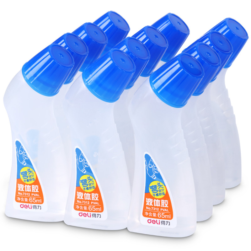 得力（deli） 7312 弯海绵头液体胶水 65ml/支 12支装