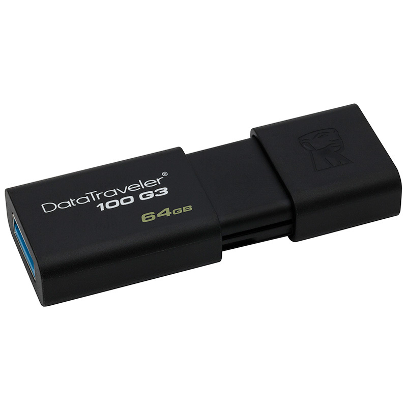 金士顿（Kingston）DT100G3 64GB USB3.0 U盘 黑色 商务滑盖 高速便捷